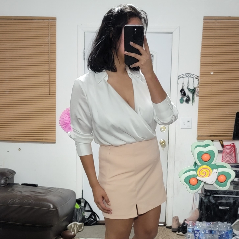 LIGHT PINK MINI SKIRT LARGE 10 12 F 21 VICI - Picture 16 of 16